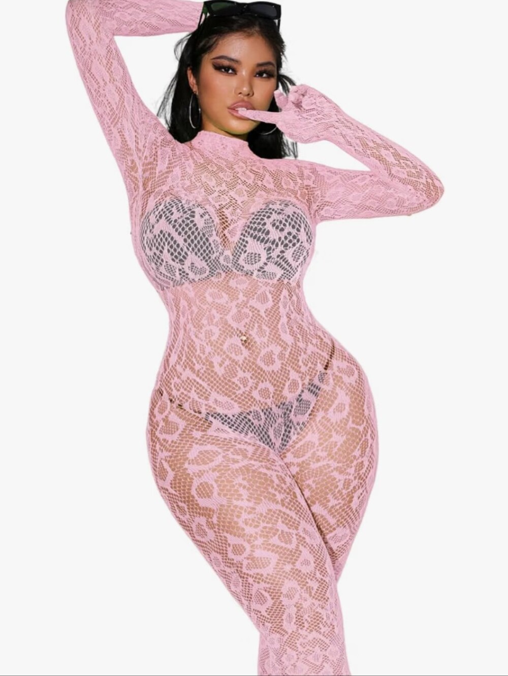 Women, Fishnet Bodysuit Glow Party Club, Poster One Piece Mesh Full Body Rave